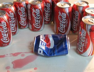 «Пе́пси-ко́ла» (англ. Pepsi-Cola) или просто «Пе́пси» — безалкогольный прохладительный напиток, продающийся по всему миру. Права на торговую марку «Пепси-кола» принадлежат американской компании PepsiCo. Кока-Кола (англ. Coca-Cola) — безалкогольный газированный напиток, производимый компанией The Coca-Cola Company; самый дорогой бренд в мире в 2006—2010 годах, не исключая прочих лет.