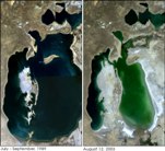 Аральское море в 1983 году и 2003 году